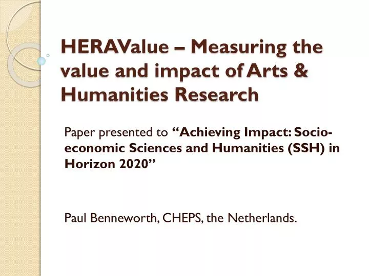 heravalue measuring the value and impact of arts humanities research