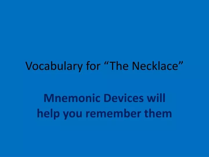 vocabulary for the necklace