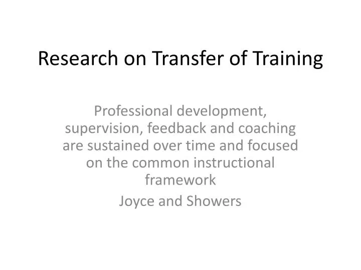 research on transfer of training