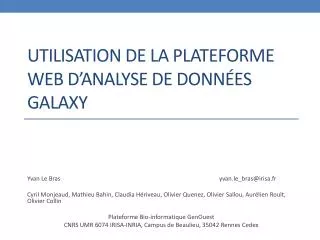 utilisation de la plateforme web d analyse de donn es galaxy
