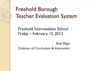 Freehold Borough Teacher Evaluation System