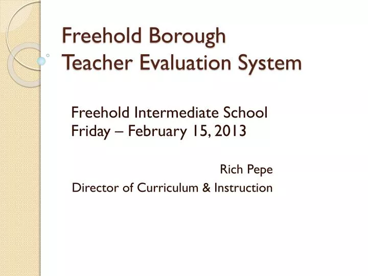freehold borough teacher evaluation system