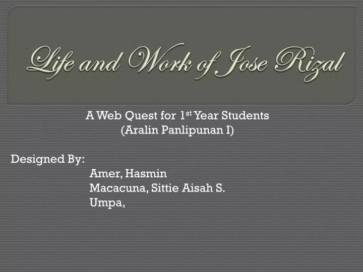 life and work of jose rizal