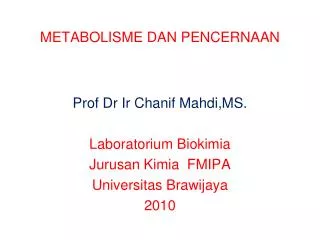 metabolisme dan pencernaan