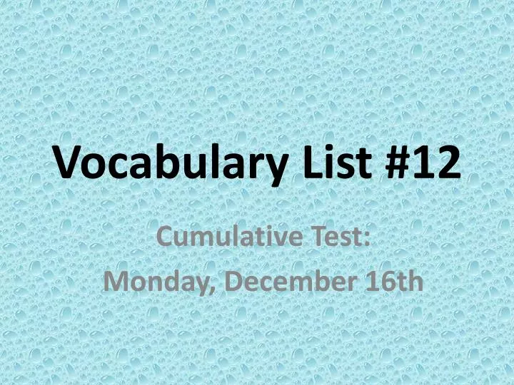 vocabulary list 12