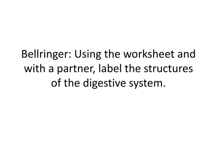 bellringer using the worksheet and with a partner label the structures of the digestive system