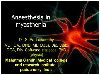Anaesthesia in myasthenia