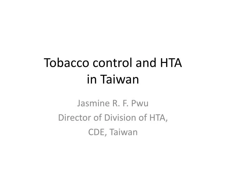 tobacco control and hta in taiwan