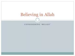 Believing in Allah