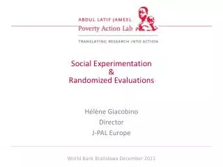 Social Experimentation &amp; Randomized Evaluations