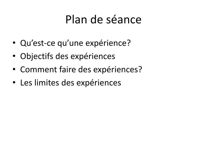 plan de s ance