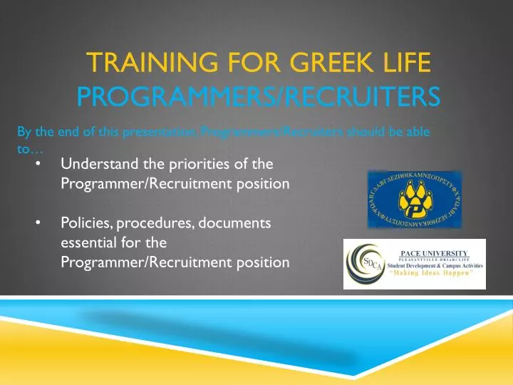 training for greek life programmers recruiters