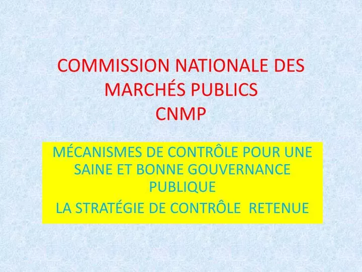 commission nationale des march s publics cnmp