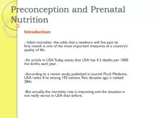 Preconception and Prenatal Nutrition