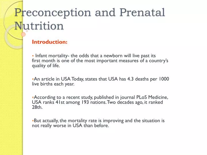 preconception and prenatal nutrition
