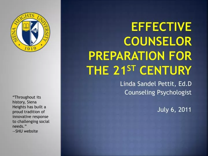 effective counselor preparation for the 21 st century