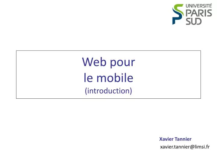 web pour le mobile introduction