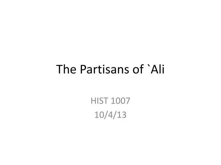 the partisans of ali