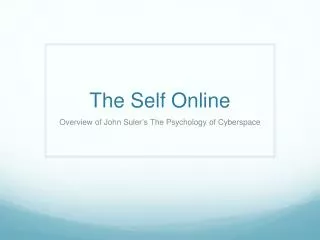 The Self Online