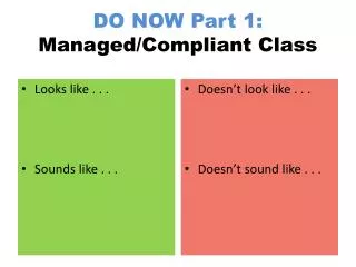 DO NOW Part 1: Managed/Compliant Class