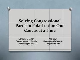 Solving Congressional Partisan Polarization One Caucus at a Time