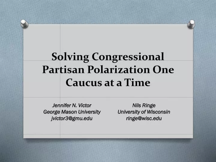 solving congressional partisan polarization one caucus at a time