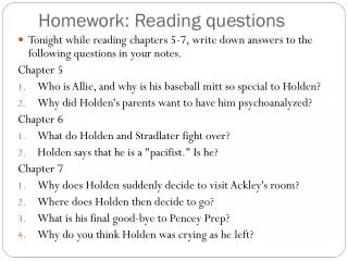 Homework: Reading questions