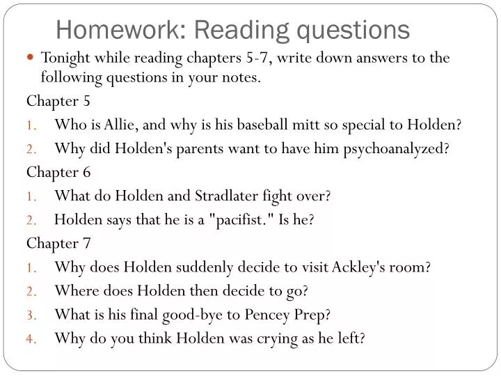 homework reading questions
