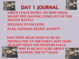 DAY 1 JOURNAL