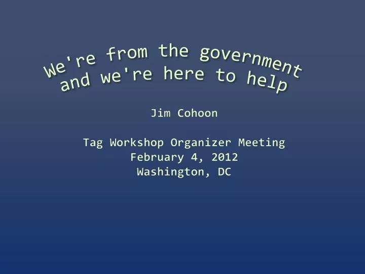jim cohoon tag workshop organizer meeting february 4 2012 washington dc