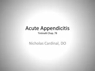 Acute Appendicitis Tintinalli C hap. 78