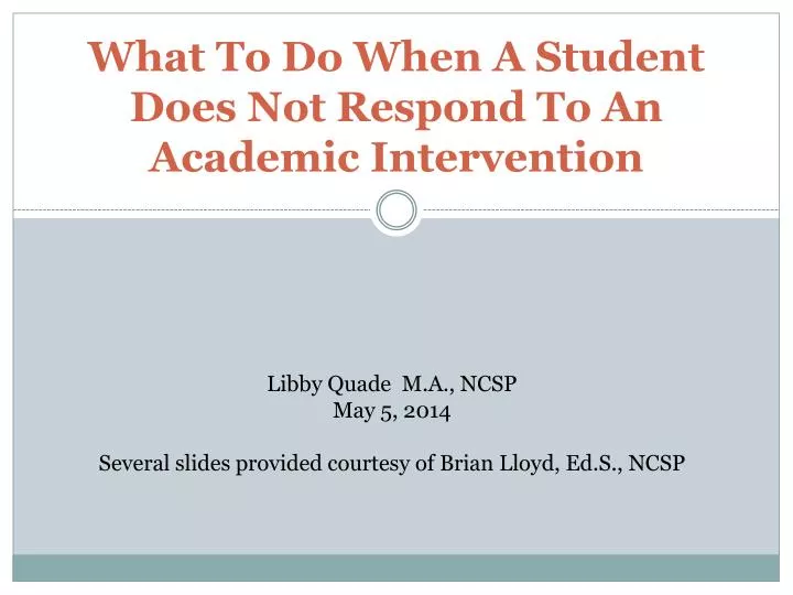 what to do when a student does not respond to an academic intervention