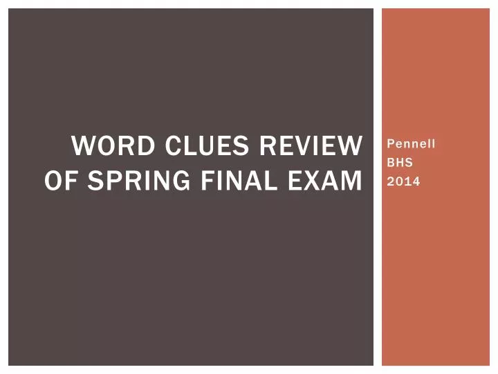 word clues review of spring final exam