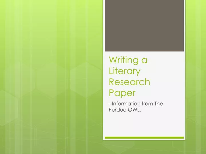 writing a literary research paper