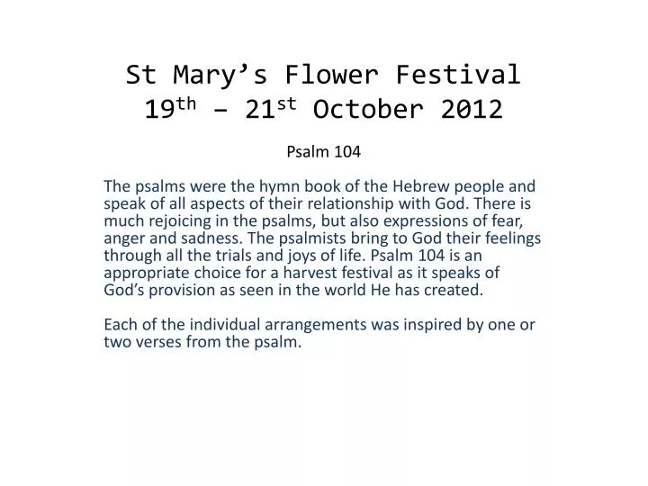 st mary s flower festival 19 th 21 st october 2012