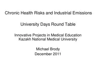 Chronic Health Risks and Industrial Emissions