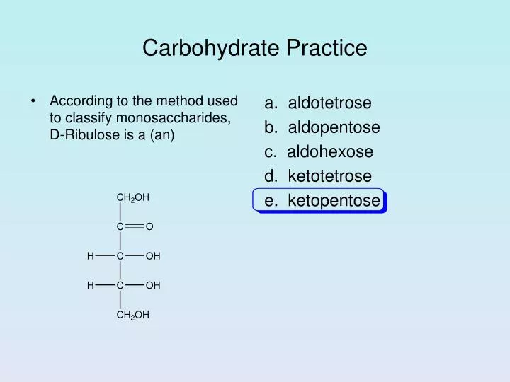 carbohydrate practice