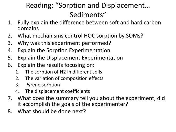 reading sorption and displacement sediments