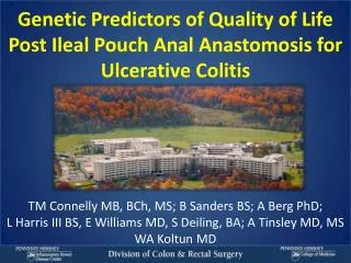 Genetic Predictors of Quality of Life Post Ileal Pouch Anal Anastomosis for Ulcerative Colitis