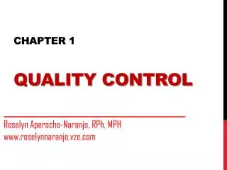 Chapter 1 quality control