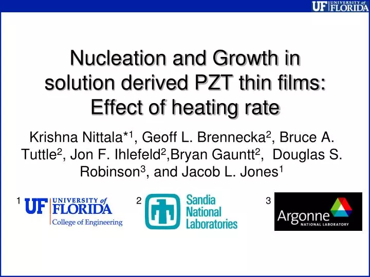 nucleation and growth in solution derived pzt thin films effect of heating rate