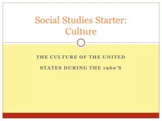 Social Studies Starter: Culture