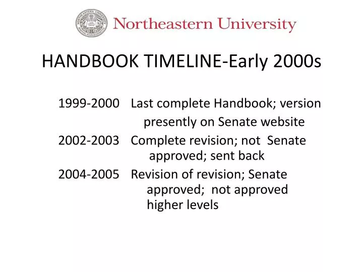 handbook timeline early 2000s