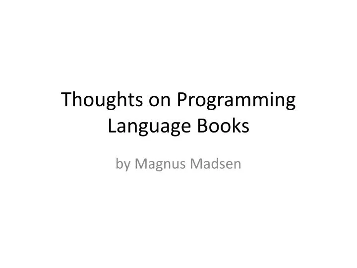 thoughts on programming language books