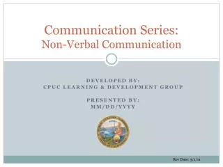 Communication Series: Non-Verbal Communication