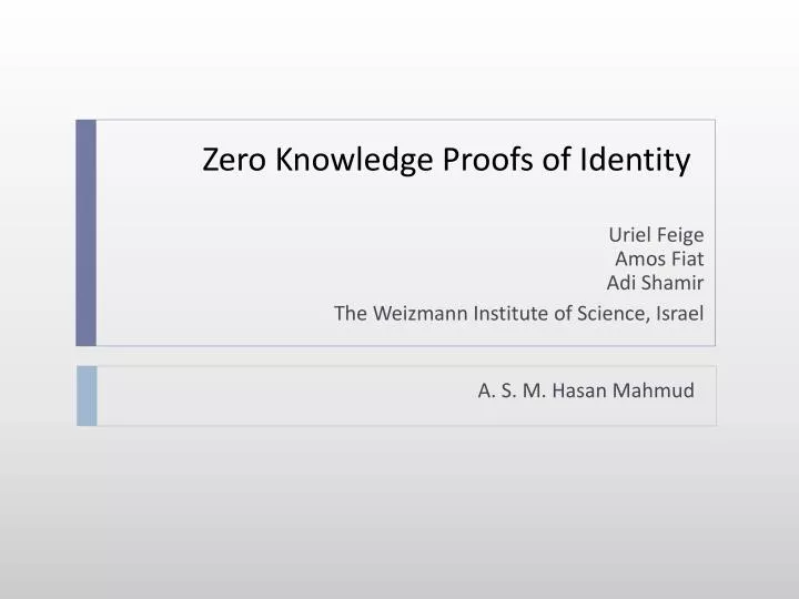 zero knowledge proofs of identity