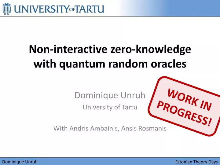 non interactive zero knowledge with quantum random oracles
