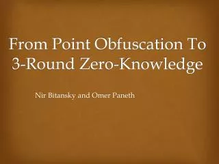 From Point Obfuscation To 3-Round Zero-Knowledge