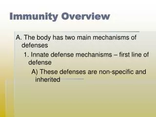 Immunity Overview
