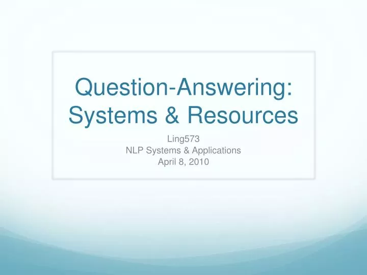 question answering systems resources